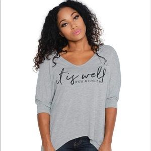 V neck off the shoulder Tee